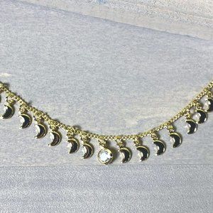 Crescent Moon Charm Choker 18k Gold Plated